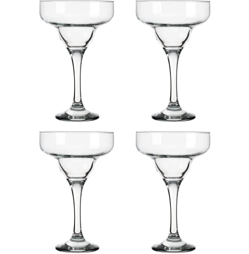 Glaver's Basic Set Of 4 10 oz. Margarita Glasses for Cocktails, Water, Wine, Juice, Dessert, and Everyday Use Crystal Clear Classic Glasses, Dishwasher safe