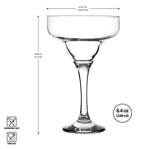 Glaver's Basic Set Of 4 10 oz. Margarita Glasses for Cocktails, Water, Wine, Juice, Dessert, and Everyday Use Crystal Clear Classic Glasses, Dishwasher safe