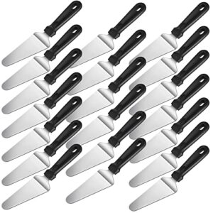20 pieces pizza spatula pie server stainless steel cake serving spatula non slip easy to grip baking triangular spade plastic handle shovel for desserts pizza pie cake biscuit