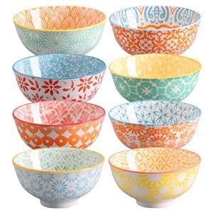 ferahi ceramic bowls, 10 oz small bowls, set of 8 ice cream bowls, dessert bowls, cereal bowls for salsa, rice, sauce, side dishes, snack, condiment, 4.75 inch-microwave dishwasher safe