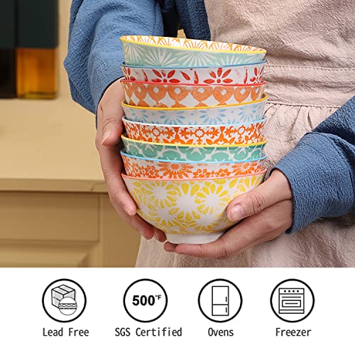 FERAHI Ceramic Bowls, 10 Oz Small Bowls, Set of 8 Ice Cream Bowls, Dessert Bowls, Cereal Bowls for Salsa, Rice, Sauce, Side Dishes, Snack, Condiment, 4.75 Inch-Microwave Dishwasher Safe