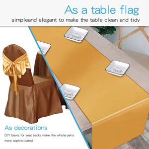 12 Pack 12" x 108" Satin Table Runners, Satin Silk Polyester Gold Table Runner for Party, Wedding Decoration, Gold