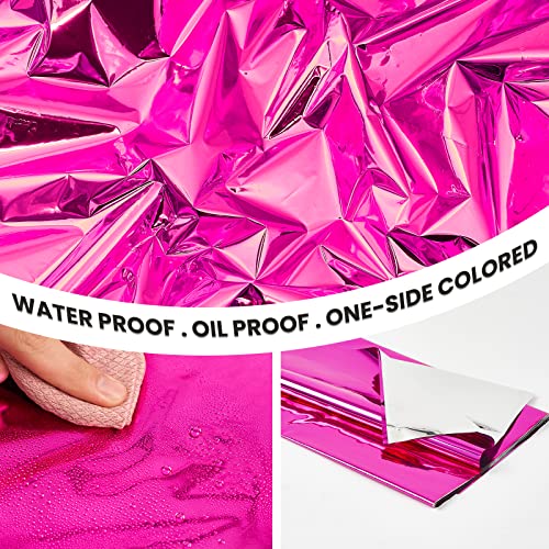 PartyWoo Magenta Foil Tablecloth, 54 x 108 Inch Rectangle Tablecloth, Foil Tablecloth for 6 to 8 Foot Table, Metallic Table Cover, Waterproof Table Cloth for Birthday, Wedding, Party (1 Pack)