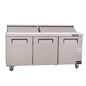 Aceland ASR-72B Sandwich Salad Prep Table 3 Door 72" Stainless Steel Counter Fan Cooling Refrigerator with pans-72Inches for Restaurant, Bar, Shop, Residential(Commercial Kitchen Equipment)