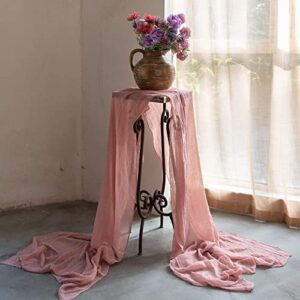 Vitalizart Dusty Rose Pink Cheesecloth Table Runner 10Ft Cheese Cloth Boho Tablecloth 35 x 120 Inches Gauze Fabric Rustic Decorations for Bridal Wedding Decor Baby Shower Valentines Birthday Party