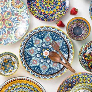 HENXFEN LEAD Ceramic Dinner Plates Set of 6-10.6 Inch Large Dessert, Pasta, Salad Plate, Porcelain Colorful Serving Dishes for Kitchen & Restaurant, Dishware, Microwave & Oven safe - Bohemian Style