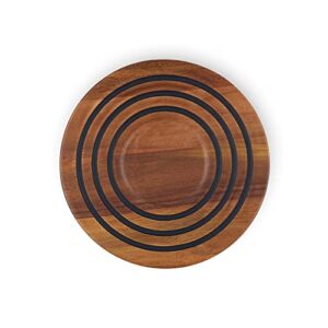 le creuset magnetic wooden trivet, acacia wood with black silicone rings