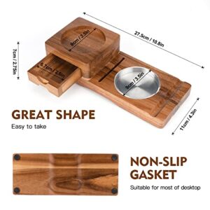 Scotte Cigar Ashtray Coaster Whiskey Glass Tray & Wooden Ash Tray with Cigar Cutter,Include Drawer and Cigar Slot Home Office Outdoor Ashtrays Great Cigar Accessories for Men