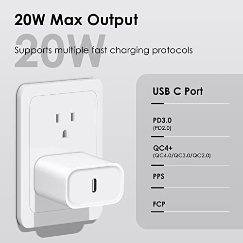 iPhone 14 13 12 Fast Charger [Apple MFi Certified] 10FT Type C Charger 2 Pack 20W USB C Charger Block with Fast Charging Cable for iPhone 14/14 Pro/13/13Pro Max/12/12 Pro Max/11/XS/XR/X/8Plus,iPad