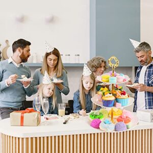 Supernal 3 Tier Cupcake Stands, 6pcs Plastic Trays, 4Pack Cupcake Dessert Stand, Party Trays Set, Cake Platters Includes 6 pcs Pastry Trays, 2 pcs Square Cake Trays, 2 pcs Round Cake Trays