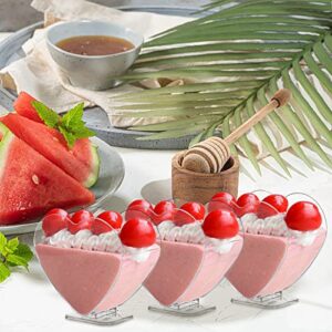 Coloch 100 Pack 4 Oz Plastic Mini Dessert Cup with Spoon, Clear Parfait Appetizer Cup Heart-shaped Small Serving Bowl for Cakes, Ice Cream, Tasting, Party, Buffet, Wedding