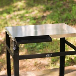 NUUK Double-Shelf Rolling Outdoor Dining Cart Table, 20" x 30" Stainless Steel Commercial Multifunctional Kitchen Food Prep Worktable on Wheels w/Adjustable Storage Tray & Waterproof Protective Cover