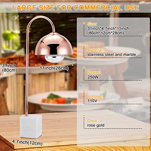Commercial Food Heat Lamp with Marble Base Infrared Heating Bulb for Food Heating Warmer Light Lamp for Food Service Heat Lamp