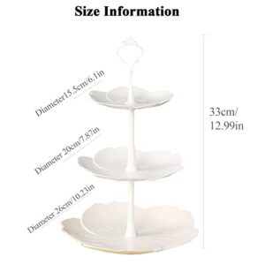 Cupcake Stand, 2 Pack Flower Shape Cupcake Tower, 3 Tier Serving Tray, White Plastic Cupcake Display Stand for Desserts, Pastry, Macorons, Muffins Party Supplies