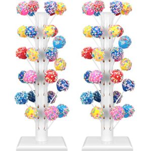 2 pieces cake pop stand 60 hole wooden lollipop holder candy table display, dessert decorative for wedding baby showers birthday anniversaries party