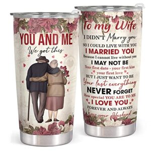 gifts for wife from husband - mothers day gifts for her, wife valentines day gifts - anniversary i love you romantic gifts for her, wife birthday gift ideas - to my wife 20oz mothers day tumbler