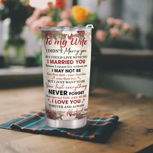 Gifts for Wife from Husband - Mothers Day Gifts for Her, Wife Valentines Day Gifts - Anniversary I Love You Romantic Gifts for Her, Wife Birthday Gift Ideas - To My Wife 20Oz Mothers day Tumbler