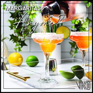 Vikko Margarita Glasses, 10 Ounce, Crystal Clear Set of 6 Margarita Glasses, Elegant Glassware for Margaritas, Pina Coladas and Cocktails