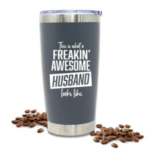 funny gift for husband from wife - awesome husband tumbler coffee mug - great travel cup gifts for husbands from wives, birthday presents for him