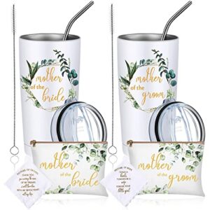 6 pack mother of the groom mother of the bride 20 oz mug tumblers cup wedding gifts mother of bride and groom makeup bag mom cosmetic bag handkerchief for mother for wedding engagement favor gifts