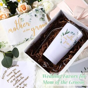 6 Pack Mother of the Groom Mother of the Bride 20 oz Mug Tumblers Cup Wedding Gifts Mother of Bride and Groom Makeup Bag Mom Cosmetic Bag Handkerchief for Mother for Wedding Engagement Favor Gifts