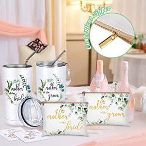 6 Pack Mother of the Groom Mother of the Bride 20 oz Mug Tumblers Cup Wedding Gifts Mother of Bride and Groom Makeup Bag Mom Cosmetic Bag Handkerchief for Mother for Wedding Engagement Favor Gifts