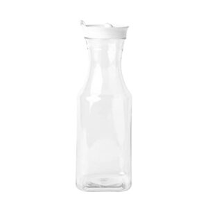 Party Bargains 34 Oz. Water Carafe with Flip Tab Lids - [2 Pack] White Lid Premium Quality & Heavy Duty Square Base Carafe with Lids - Perfect for Milk, Water, Iced Tea, Juice, Cold Brew, Mimosa Bar