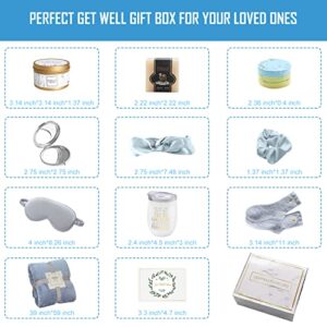 Get Well Soon Gifts for Women, 13 Pcs Care Package Gift Feel Better Basket Warm After Surgery Recovery Encouragement Gift Thinking of You Box with Blanket Coffee Tumbler for Women Friends Female