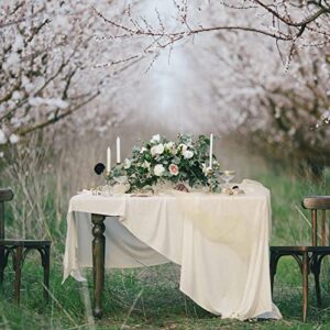 Cheesecloth Table Runner Wedding Table Runner Vintage Gauze Table Runner Boho Tablecloth, 35 x 120 Inch (Beige, 12 Pcs)