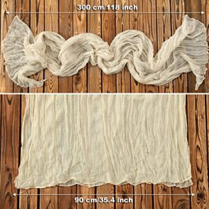 Cheesecloth Table Runner Wedding Table Runner Vintage Gauze Table Runner Boho Tablecloth, 35 x 120 Inch (Beige, 12 Pcs)