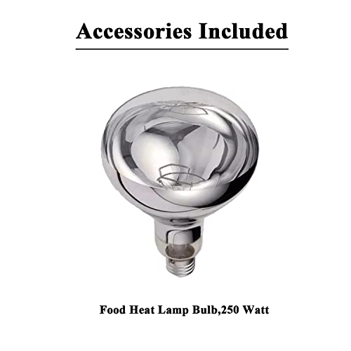 Table Food Heat Lamp Infrared Food Warmer Portable Heating Lamps for Food 250 Watts(Single Arm(Copper))