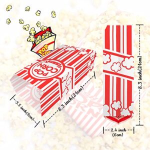 YESMONA 200 Pcs Paper Popcorn Bags, Popcorn Container Red and White Concession Stand Supplies Movie Theme Party Supplies Popcorn Holder