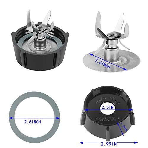 Replacement Blender Blade Parts For Oster & Osterizer With 4980-6 Point & 4902 Blender Jar Cap With O Ring Rubber Gasket