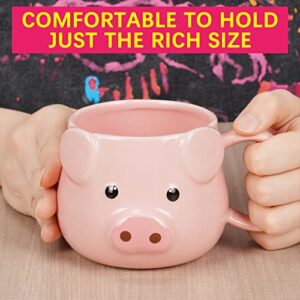 ToCooTo Pig Coffee Mug 14 oz Ceramic Novelty Coffee Mug 3D Porcelain Tea Mug for Women Christmas Housewarming Holiday Birthday Gifts for Women Mom Kids Teacher and Best Friend Pink