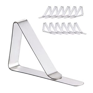 betric tablecloth clips -12 packs flexible stainless steel picnic tablecloth clips for outdoor tables,picnics marquees,weddings,graduation party - suitable for tables up to 1.8 inches thick