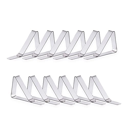 BETRIC Tablecloth Clips -12 Packs Flexible Stainless Steel Picnic Tablecloth Clips for Outdoor Tables,Picnics Marquees,Weddings,Graduation Party - Suitable for Tables up to 1.8 inches Thick