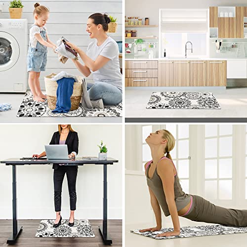 Sofort Kitchen Mat, Cushioned Anti Fatigue Kitchen Rug Set, 2 Pieces Non Slip Waterproof Kitchen Mats for Floor, Comfort Heavy Duty Standing Mat for Kitchen, Laundry, Sink, Office, Desk