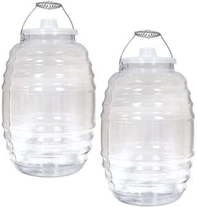 set of 2 mexican vitrolero container- 5 gallon water jug-agua frescas-juice beverage jug with lid- 20 l clear-bpa free food grade plastic