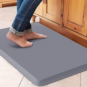 WISELIFE Cushioned Anti-Fatigue Kitchen Floor Rug,17.3"x28",Non Slip Waterproof Kitchen Rugs Heavy Duty PVC Ergonomic Comfort Mat for Office, Sink, Laundry,Grey