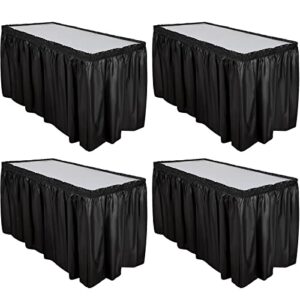 breling 4 pcs black plastic table skirt 29 inches x 14 ft disposable table skirt for rectangle table tutu table skirt plastic tablecloth wedding shower table decor for birthday party banquet