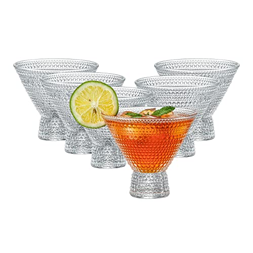 PTSTING Martini Glasses (Set of 6) Vintage Cocktail Glasses Bar Glasses (7.8oz) for Martini,Cocktail,Margarita,Cosmopolitan for Manhattan, Brandy