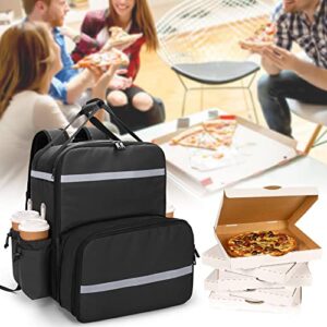 Trunab Expandable Food Delivery Backpack with 4 Cups Holder, 14” Pizza Delivery Bag with Support Boards, Insulated Delivery Bag with Reflective Strip for Bike Delivery, Uber Eats (Patent Design)