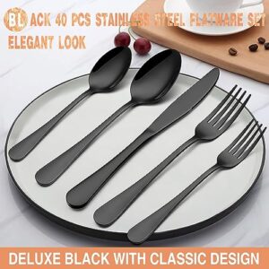 72-Piece Black Silverware Set, Umite Chef Flatware Set with Steak Knives for 12, Food-Grade Stainless Steel Cutlery Set, Includes Spoons Forks Knives, Kitchen Cutlery for Home Office Restaurant Hotel