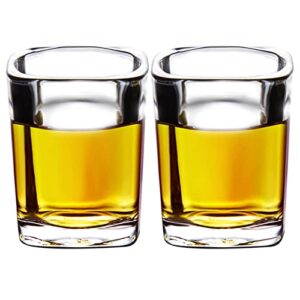 paracity set of 2, cool shot glasses with heavy base, liquid small shot glasses for espresso coffee whiskey vodka, gift for men, 2oz/60ml
