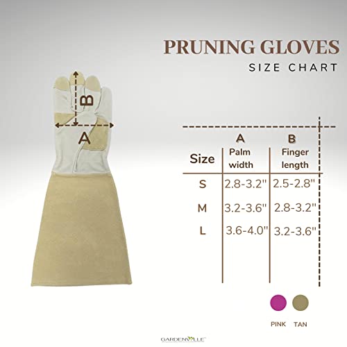 Leather Pruning Gloves (Large, Beige)