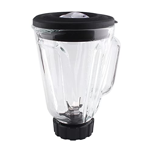 LMEI Replacement Parts 5cups Glass Jar with Blade and Base Bottom Cap,Compatible with Hamilton Beach Blenders