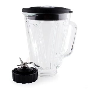 LMEI Replacement Parts 5cups Glass Jar with Blade and Base Bottom Cap,Compatible with Hamilton Beach Blenders