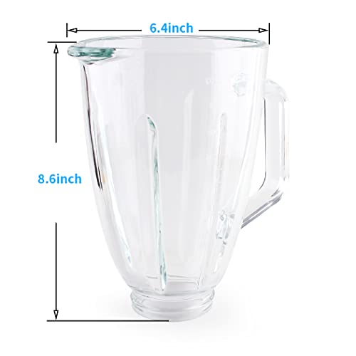 LMEI Replacement Parts 6-cups Glass jar with SPB-7CH-LR Black Collar and blade,Compatible with Cuisinart Blenders