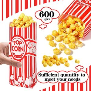 600 Pieces Paper Popcorn Bags 1 OZ - Paper Popcorn Container Concession Stand Supplies Movie Party Supplies Popcorn Holder for Popcorn Machine - RED and White