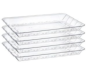 plastic serving trays 9" x 13" rectangle serving platters 4-pack clear party tray durable serving platter - disposable serving food tray - rectangular cake, fruit, cookie tray - posh setting